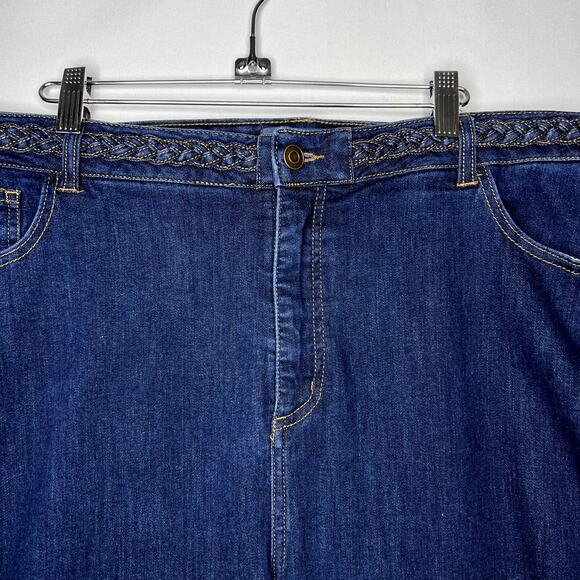 ModCloth Plus Sized Womans Dark Washed Braided Heritage Flared Jeans Size 22W - Picture 5 of 12
